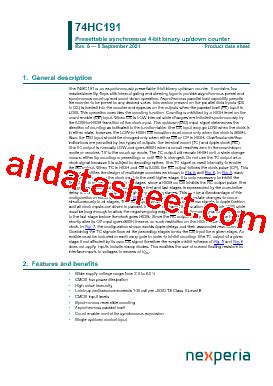 74HC191D Datasheet PDF Nexperia B V All Rights Reserved