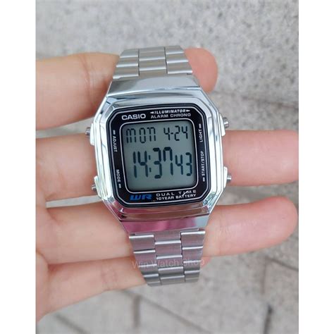 นาฬกา Casio รน A178WA 1A A178WGA 1 นาฬกาขอมอดจตอล สายสแตนเลส