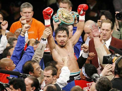 Boxing Throughout The Years Wbc Lightweight Champion Manny Pacquiao Celebrates His Victory