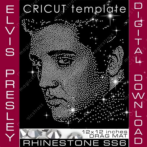 Elvis Presley SS6 Rhinestone Portrait Bling SVG Instant Digital