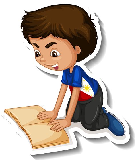 A boy reading a book cartoon character 4805192 Vector Art at Vecteezy