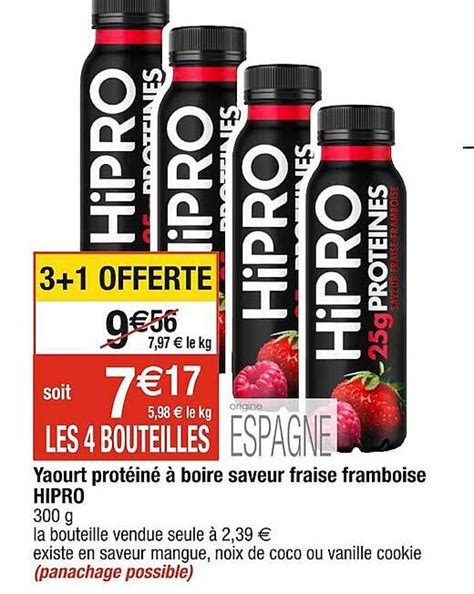 Promo Yaourt Protéiné à Boire Saveur Fraise Framboise Hipro Chez Cora