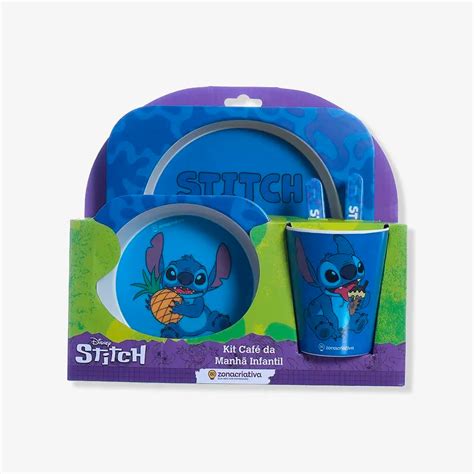 Kit Breakfast Infantil Prato Bowl E Copo Stitch Disney 10025740