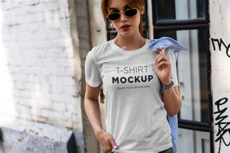 T Shirt Mockup Stylish Girl On Street Graphic By Goldtreeartdesigns · Creative Fabrica