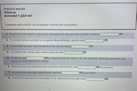 Solved Practica Escrita Palabras Actividad 1 Que Es Completa Cada