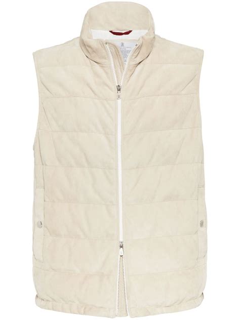 Brunello Cucinelli Padded Suede Gilet Neutrals Farfetch