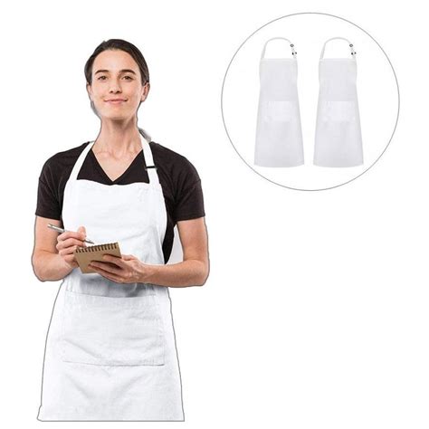 Catzon 2 Pack Adjustable Bib Apron Waterdrop Resistant With 2 Pockets