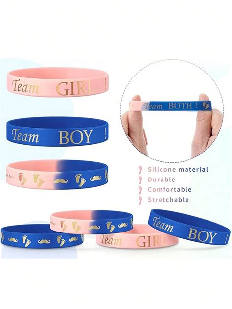 Pcs Gender Reveal Bracelets Team Boy Silicone Wristbands Team Girl