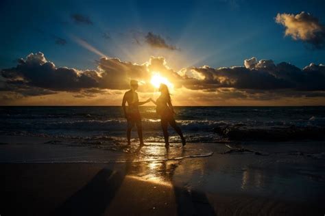 Premium Photo Sunset On The Caribbean Sea Clear Sky With Small Clouds