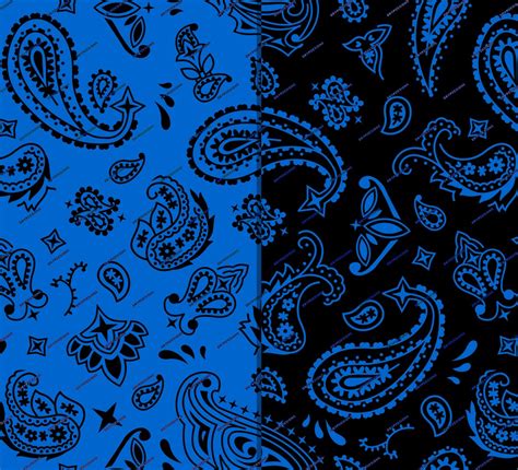 Blue Black Bandana Seamless Background Pattern Classic Bold Paisley