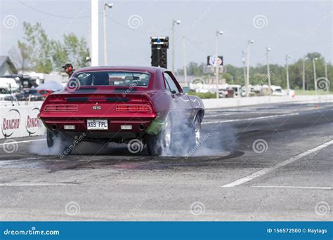 Vintage Camaro Making A Smoke Show On The Race Track At The Starting