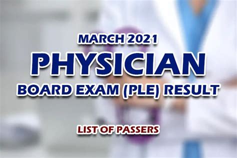 Physician Board Exam Ple Result March 2021 List Of Passers