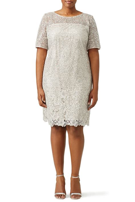 Silver Sequined Lace Cocktail Dress By Kay Unger For 50 80 Rent