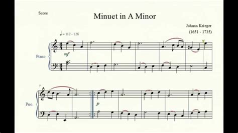 Minuet In A Minor Johann Krieger Piano Repertoire 1 Youtube