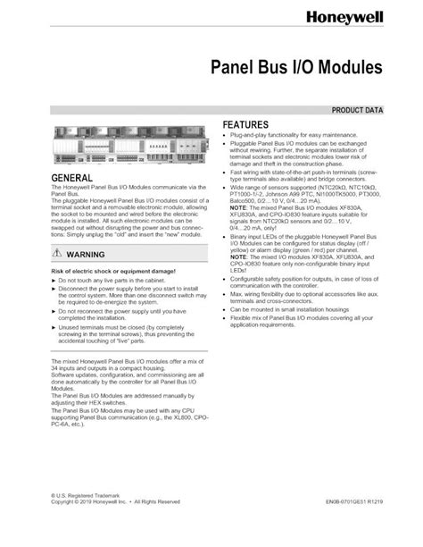 Pdf Panel Bus I O Modules Mixed Panel Bus I O Module With