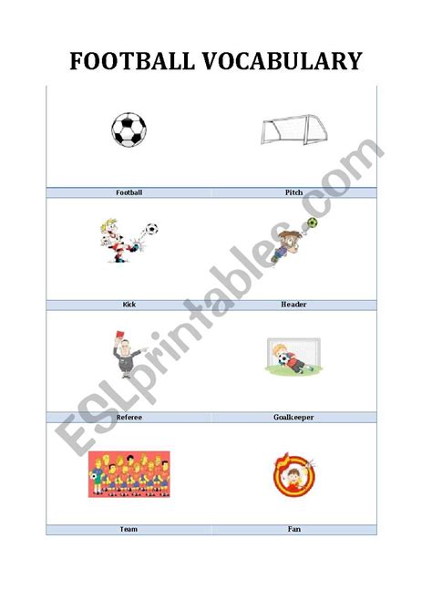 English Worksheets Soccer Vocabulary NBKomputer