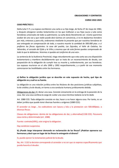 Practica 1 Obligaciones Y Contratos OBLIGACIONES Y CONTRATOS CURSO