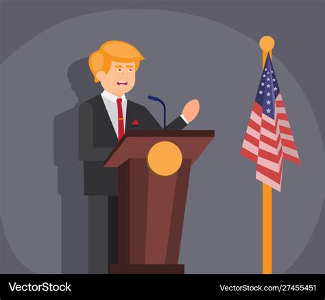 President speech in podium flat design Royalty Free Vector