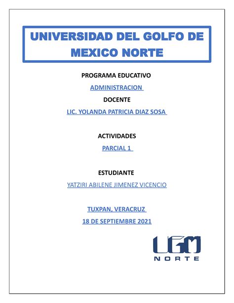 Uni1 Parcial 1 Yatziri Jimenez adminitracion ADMINISTRACIÓN DE LA