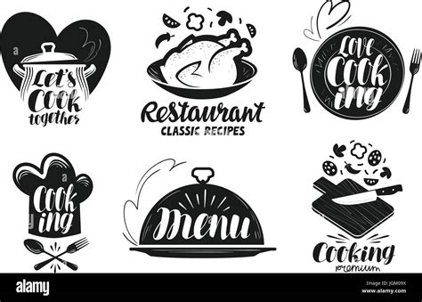 Restaurant Menu Food Label Set Cooking Kitchen Cuisine Icon Or