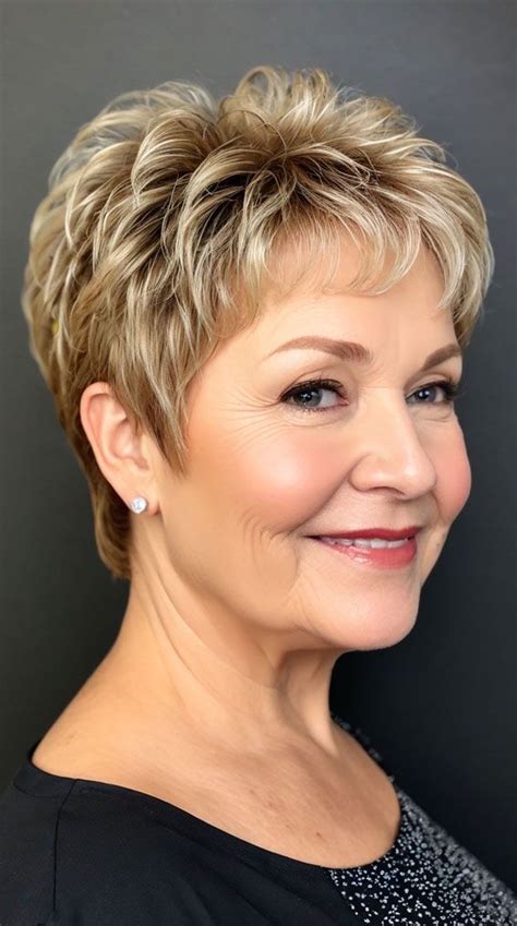 Pixie Haircuts For Older Women With Fringe Layered Honey Blonde Pixie With Feathered