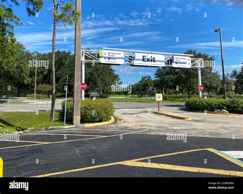 Orlando,FL/USA- 6/18/20: The exit sign in the parking lot at SeaWorld ...