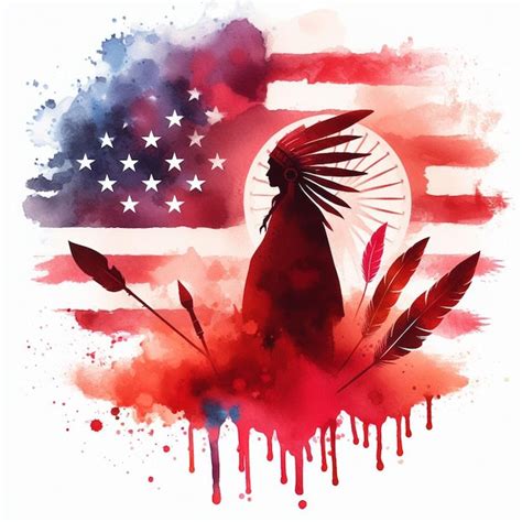 Premium Photo | Red indian with american flag american heritage day