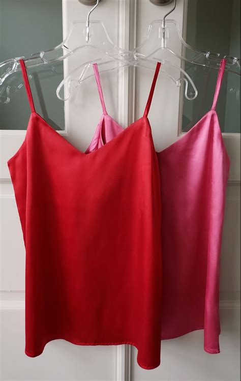 Satin Camisoles Pink Red Etsy