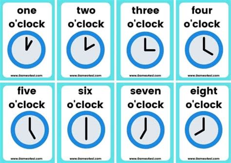 Telling The Time Flashcards Games4esl