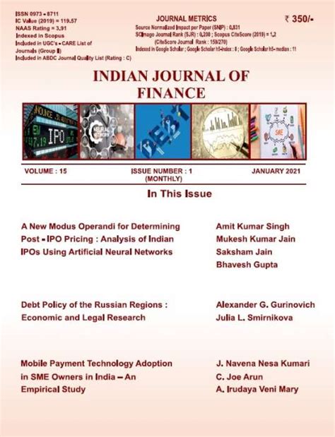 Buy INDIAN JOURNAL OF FINANCE Subscription - Indian Journal of Finance