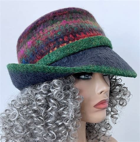 Colorful Felted Cloche Hat Womens Felted Hat Wide Brim Etsy