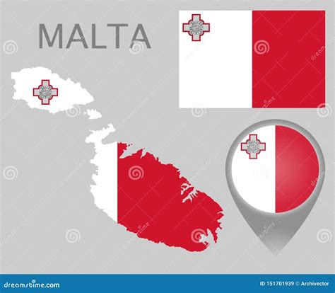 Malta Flag Map And Map Pointer Stock Vector Illustration Of Abstract