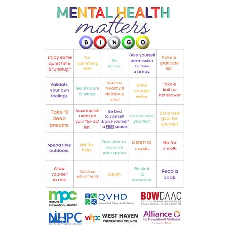 Mental Health Matters Bingo Alliance For Prevention And Wellness