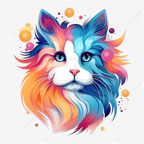 Colorful Brave Cat Sticker Illustration With Ai Generative Cat Face