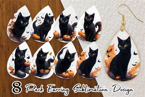 Earring Black Cat Halloween Graphic By Artnoy Creative Fabrica