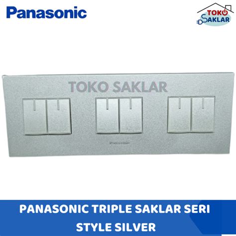 Panasonic Triple Saklar Seri Style Silver 3 Gang Tanam Minimalis