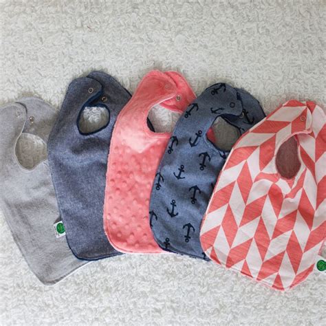 Modern Baby Bibs By Cozy Wozy Fun Denim And Coral Colors Modern