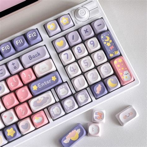 Pcs Moon Rabbit Theme Keycap Set Purple Keycaps Cute Keycap Moa