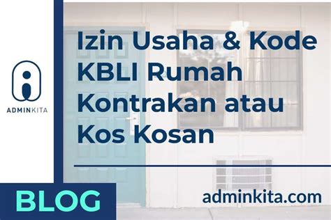 Izin Usaha Kode Kbli Kontrakan Atau Kos Kosan Adminkita