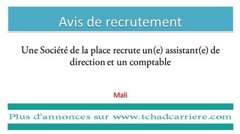 Une Société de la place recrute un e assistant e de direction et un