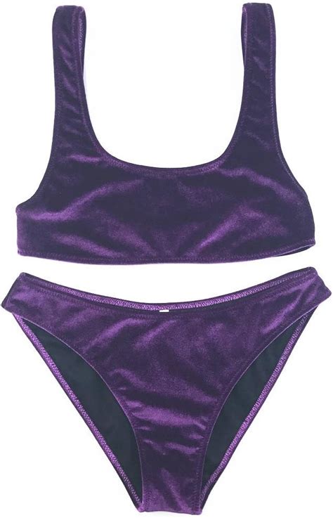Amazon Cikini Women Swimsuit Neoprene Bikini Bid Print Set VL02 Large Purple Clothing