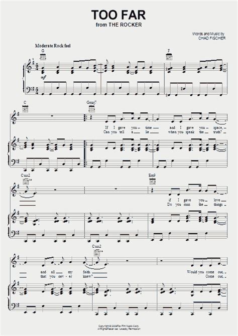 Too Far Piano Sheet Music OnlinePianist