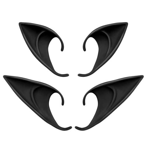 Cosplay Black Elf Ears 2 Pairs Fairy Pixie Ears Soft Pointed Ears