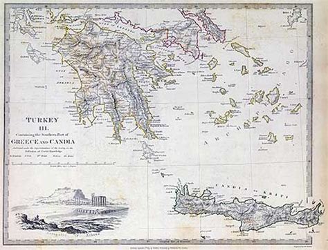 an old map of the greek island of turkey, with its capital and major cities