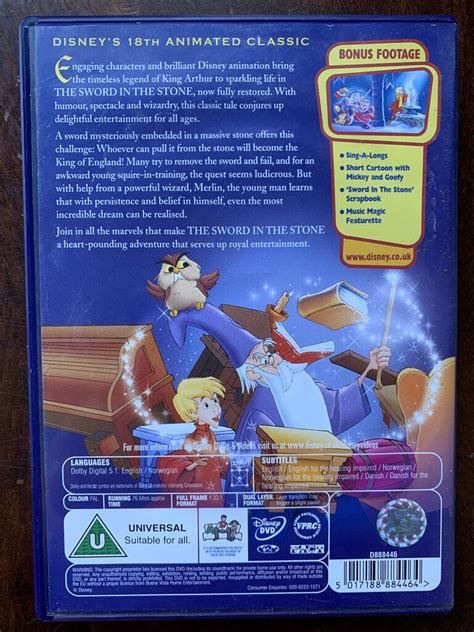 Sword In The Stone Dvd Walt Disney King Arthur Animated Classic