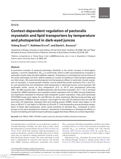 PDF Context Dependent Regulation Of Pectoralis Myostatin And Lipid