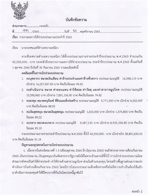 รายงานผลการใชจายงบประมาณประจำป 2565