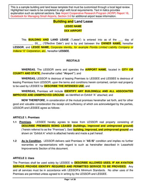 Building And Land Lease Template In Word And Pdf Formats Page 5 Of 32