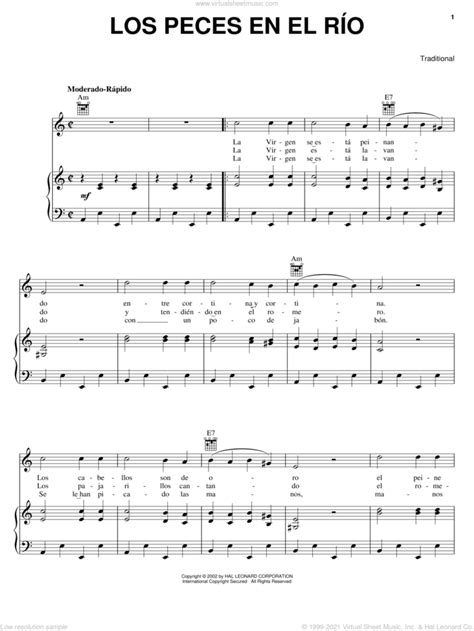 Los Peces En El Rio Sheet Music For Voice Piano Or Guitar Pdf