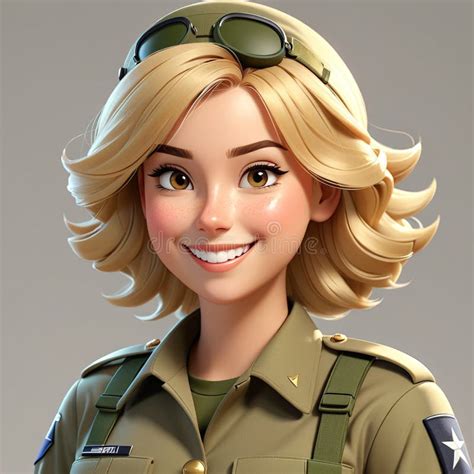 Smiling Blonde Aviator A Cheerful D Cartoon Portrait Stock Illustration Illustration Of